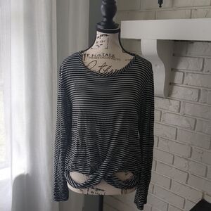 Haute Monde Monochrome Striped Long Sleeve Top